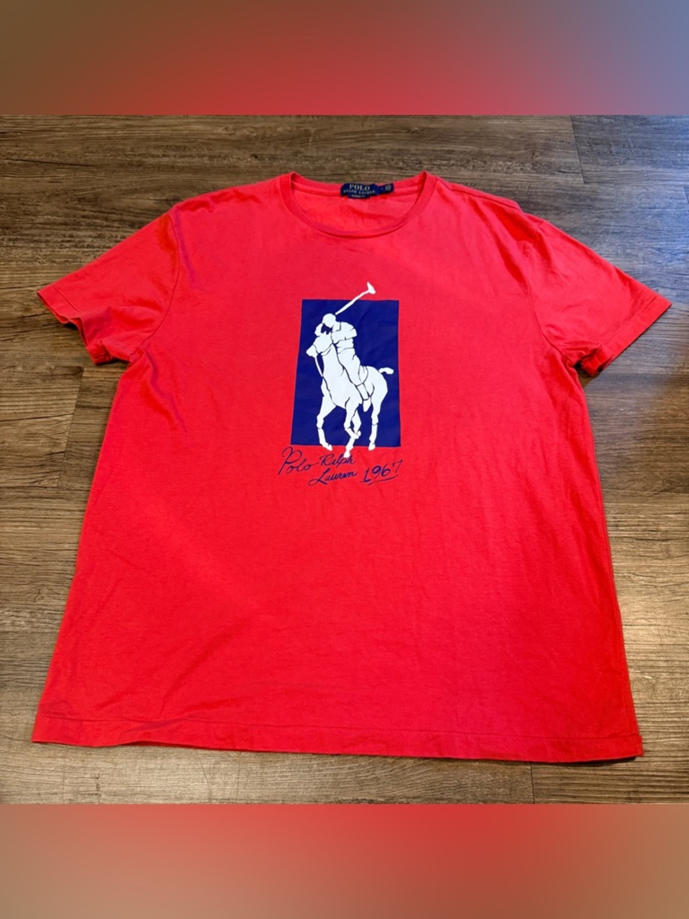 Ralph Lauren Red Short-Sleeve Tee with Navy & White Polo Graphic
